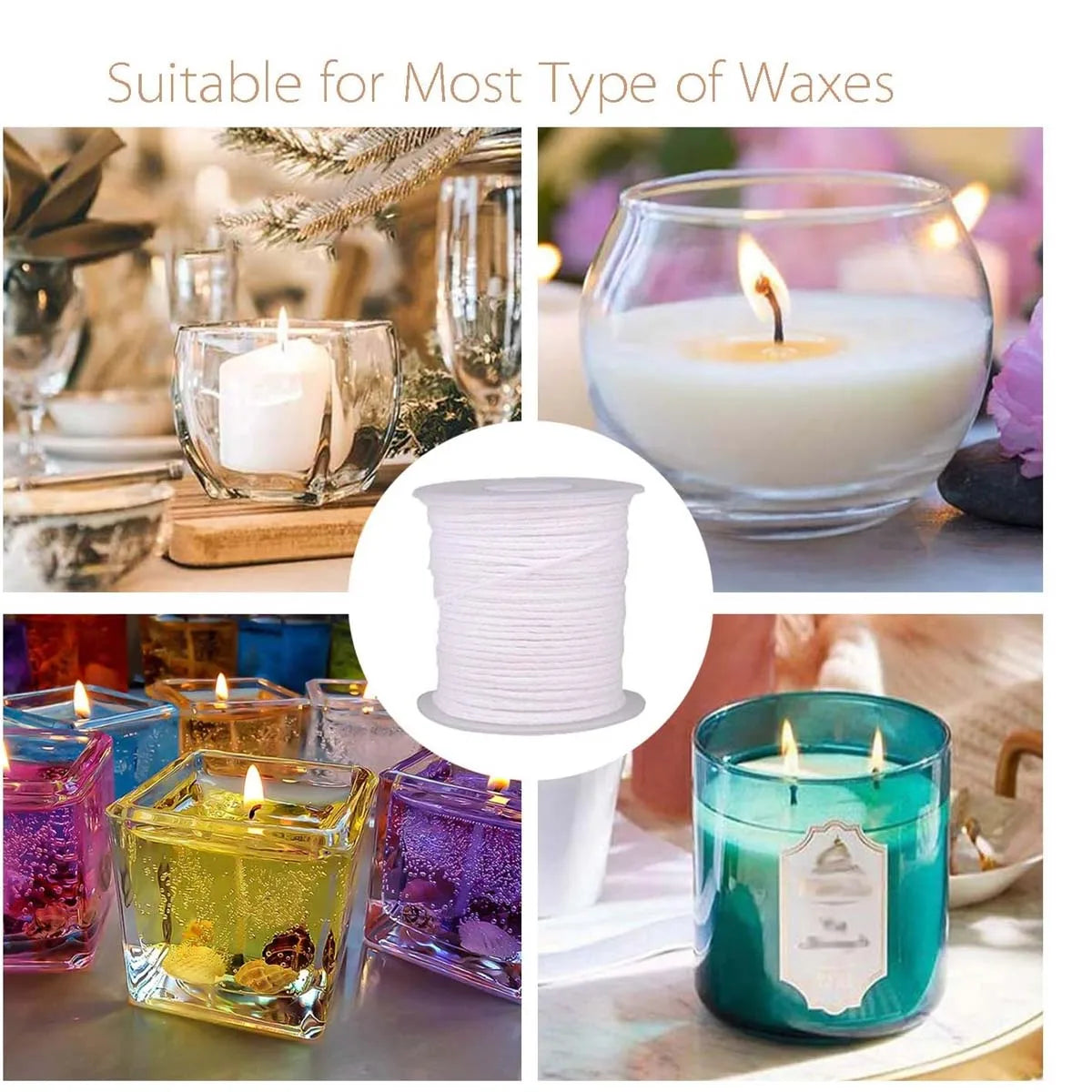 Candle Wick Rolls, Smokeless Wicks for Long-lasting Burn, DIY Candle-making Materials Tools Wicks,Handmade Candle Crafting Zpaxo