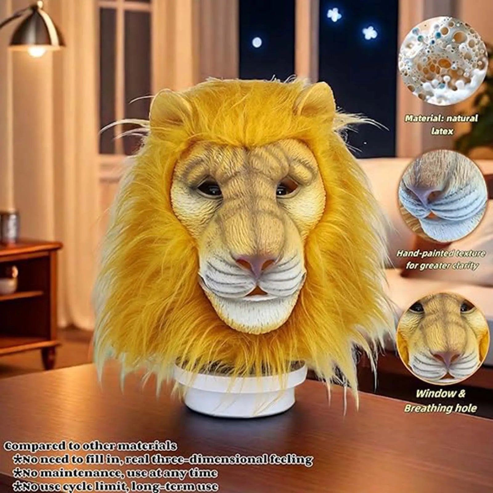 Cosplay Party Mask Halloween Lion Head Mask Funny Lion Costume for Night Club Stage prop Performance Animal Lion Headgear Zpaxo