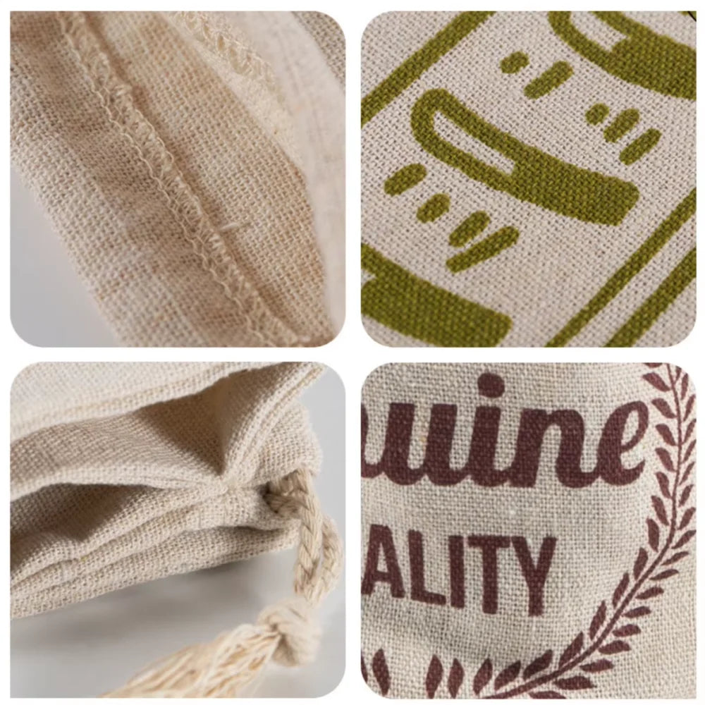 Reusable Linen Bread Storage Bag Unbleached Drawstring Natural Zpaxo