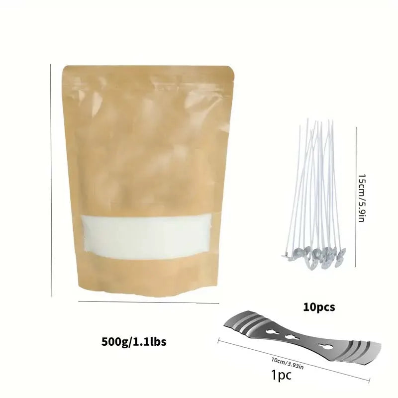 200/500g Pearl Candle Wax with Wicks Set- DIY Candle Making Kit - Refillable Pearled Sand for Pillar Candle Weddings & Parties Zpaxo 500g set