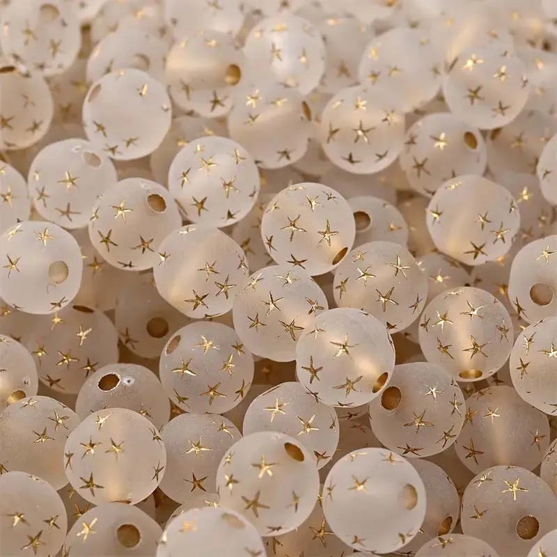 100pcs 8mm Vintage Acrylic Love Star Beads Set for DIY Bracelets & Necklaces - Jewelry Making Supplies Zpaxo