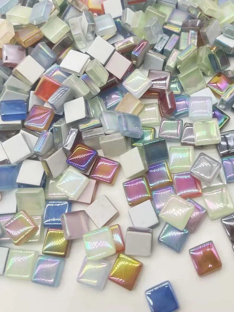 100-Pack Shiny Glaze Glass Mosaic Tiles – DIY Square Craft Glass Mosaic Tiles Zpaxo 100PCS