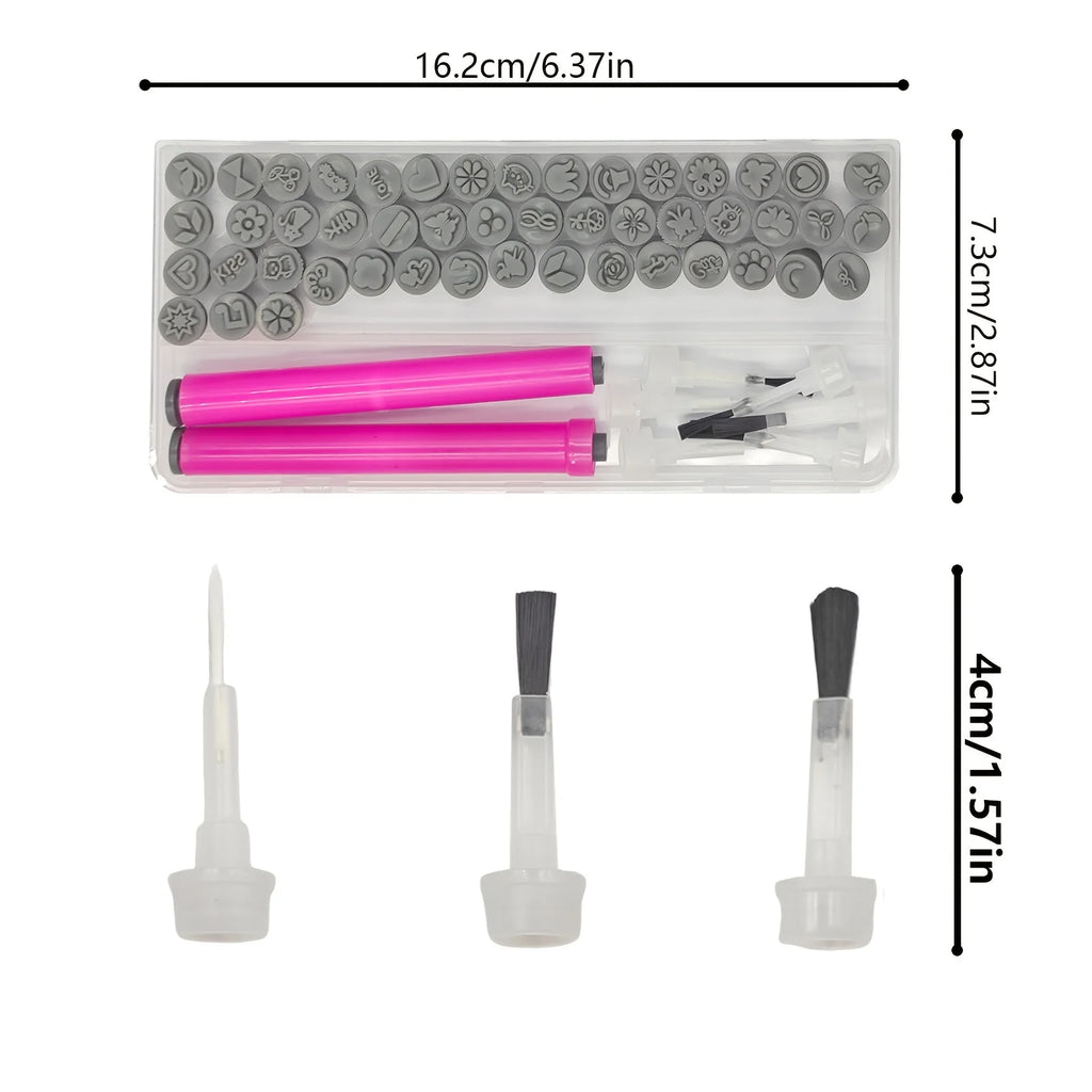 44/56 PCS Nails Art Stamp Pen Set, Containing 36/48 Kinds Of Nail Stamp Patterns, One Stamp Pen, One Brush Pen Zpaxo