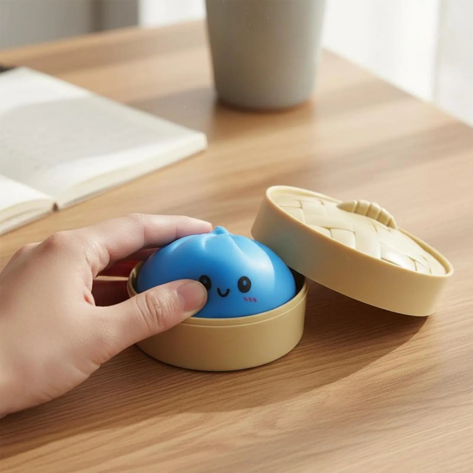 Dumpling Stress Ball with Steamer Case – Baozi Fidget Toy Fidget Stress Toy Zpaxo