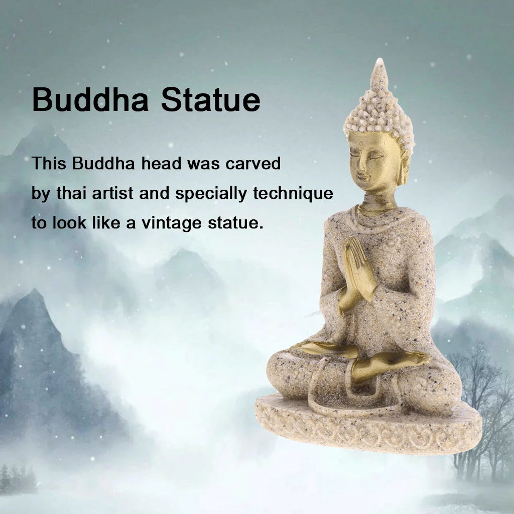 Seated Ganesh Buddha Ornament Hand Carved Sandstone Seated Ganesh Buddha Deity Hindu Thai Statue Sculpture Zen meditation Buddha Zpaxo