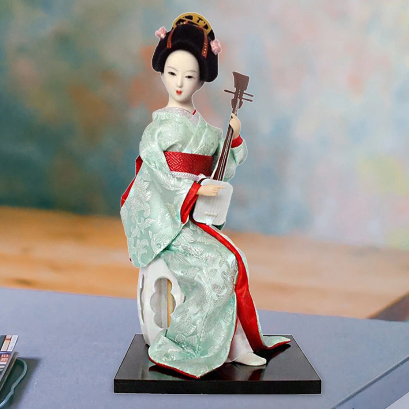 Japanese Geisha Figurine Doll – 12" Kimono Collectible Ornament Collectible Figurine Zpaxo 12inch red green