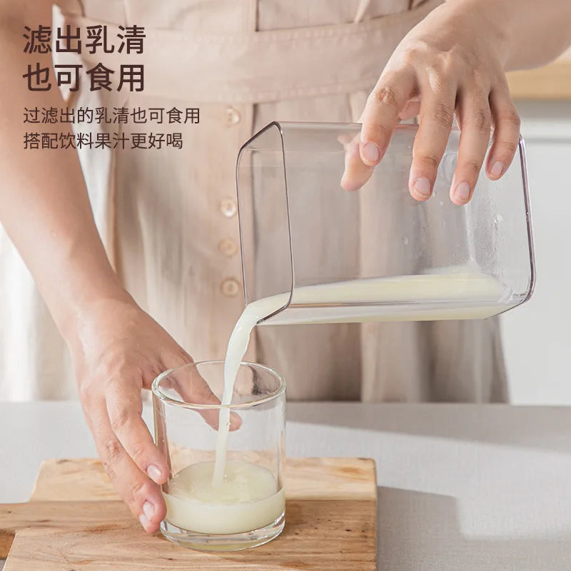 400ML Yogurt Strainer Maker whey separator with Mesh Jar Lid Kitchen Tools Yogurt Filter Food Strainer for Desserts Cheese Zpaxo