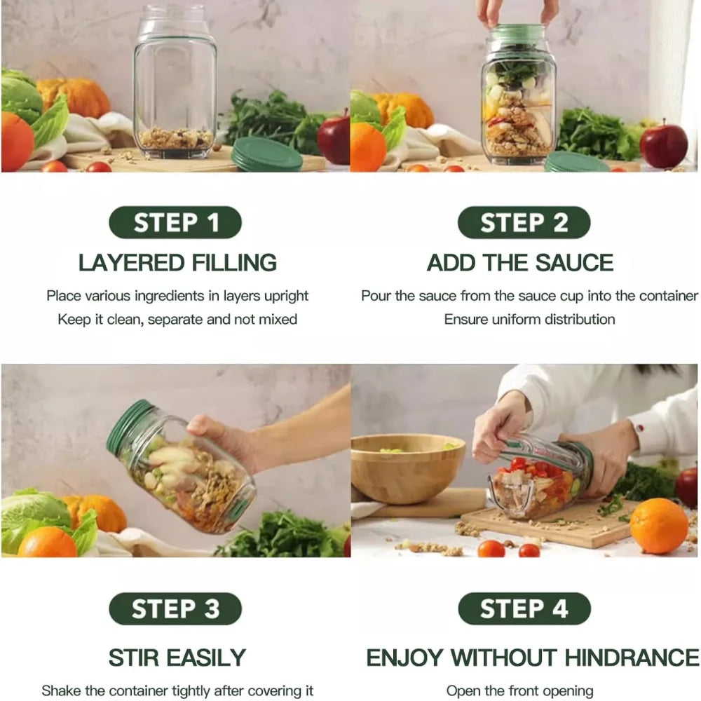 Can Side-opening Salad Making Storage Tool Convenient Lunch Container Zpaxo
