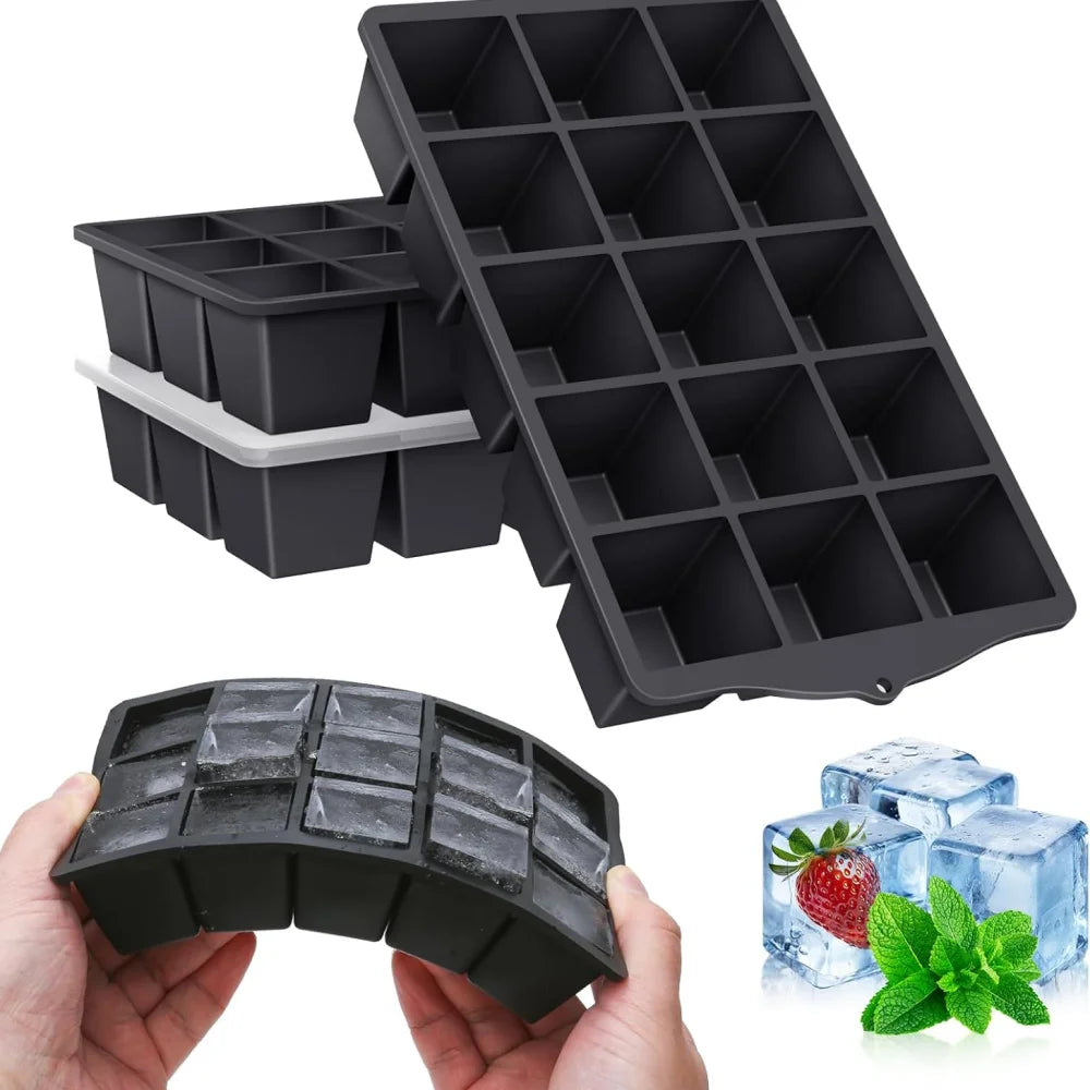 15-Position Grid Silicone Ice Cube Mold Large Tray Square Maker Zpaxo