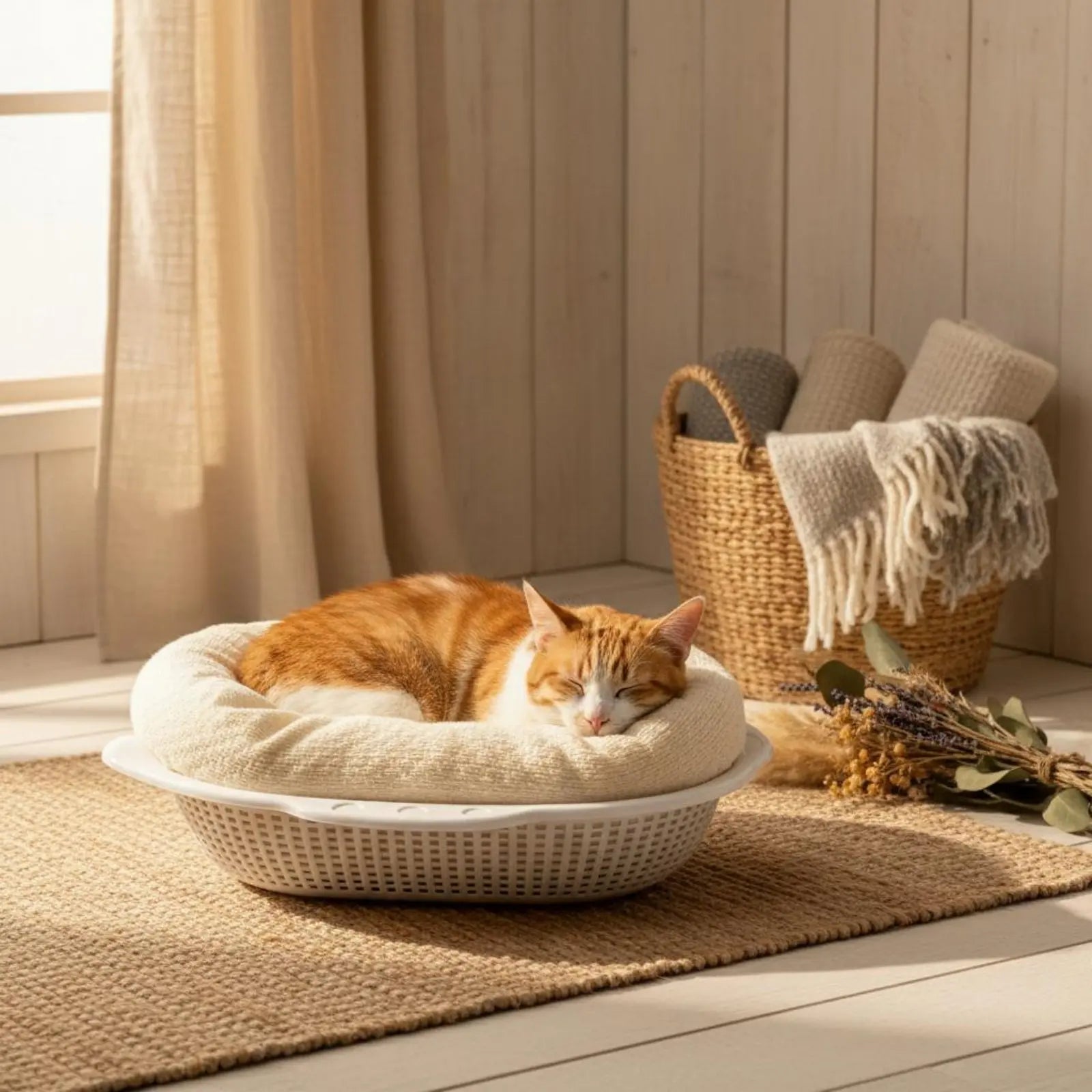 Summer Cat Sleeping Basket Thickened Breathable Cat Mat Comfortable Pet Bedding for Cats, Indoor Pink Basket Cat Bed pet house Zpaxo