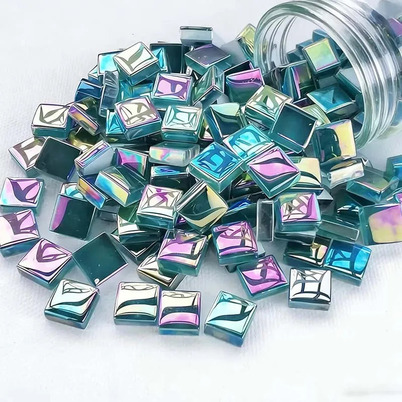 100pcs 1CM Colorful Glass Mosaic Tiles Glass Supplies for DIY Crafts Decorative Art Picture Frame Wall Art Home Decor Garden Zpaxo 100pcs blue