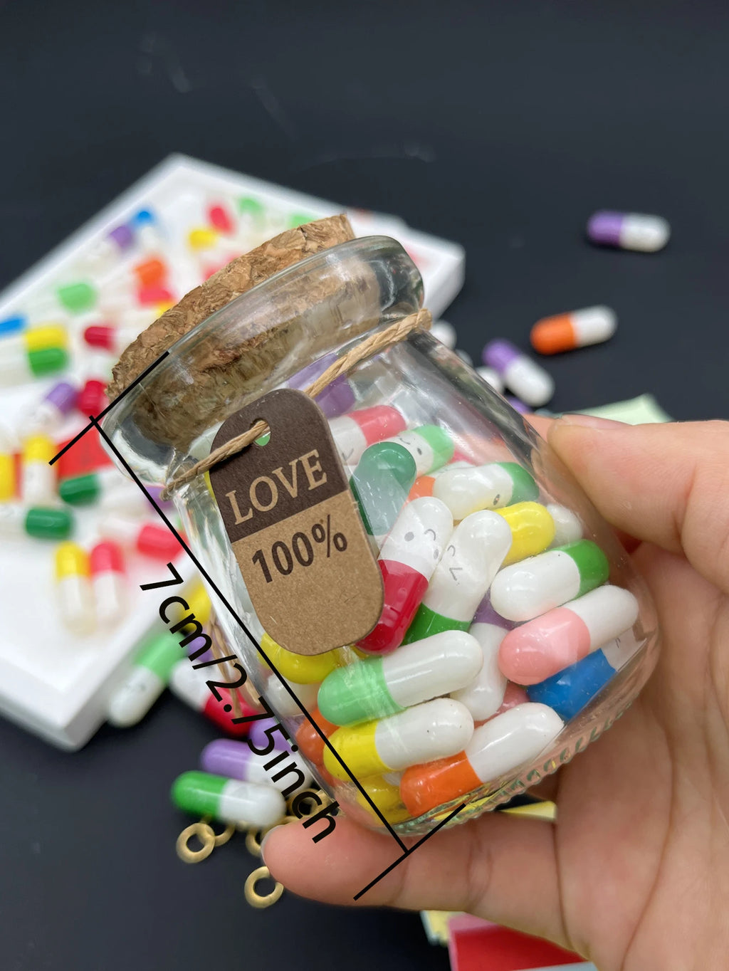 100pcs Message Capsule In Bottle Transparent Letter Love Pill Emoticon Smile Pills With Roll Paper Wedding Valentine's Gift Zpaxo style 2