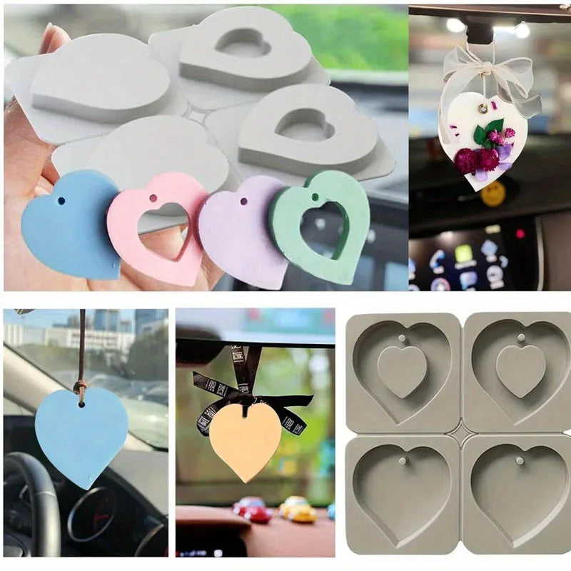 1PC DIY Silicone Clay Aromatherapy Tablets Molds Crafts Hanging Ornaments Wax Molds Flower Soap Mold Craft Accessories Zpaxo heart