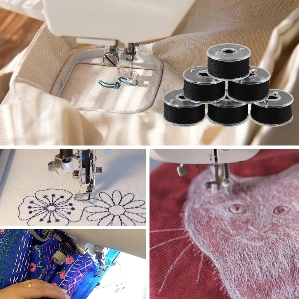 36pcs/box Prewound Sewing Machine Bobbin Threads Thread Black White for SINGER JANOME BROTHER Accessories Zpaxo