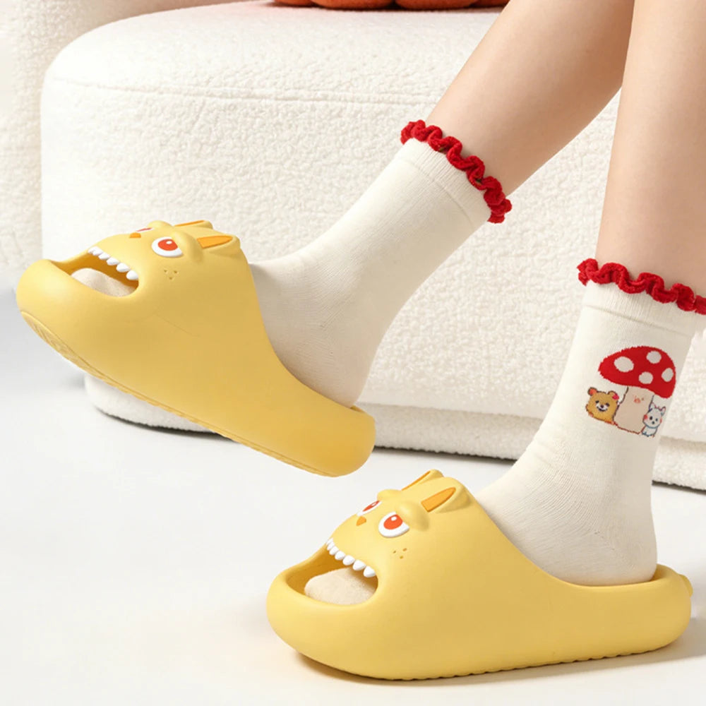 Cute Grinning Monster Unisex Summer Slides Non-slip Slip-on Indoor