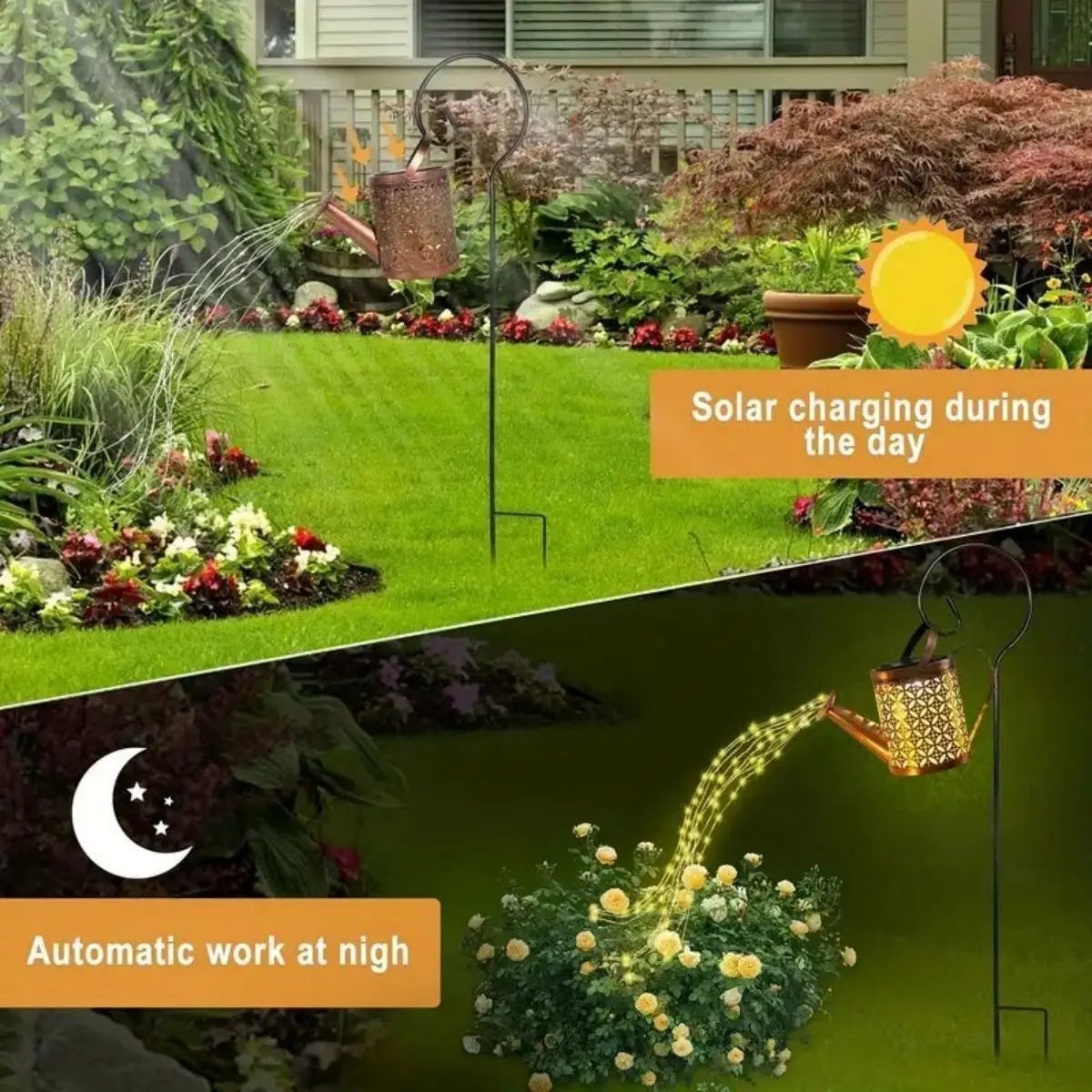 Solar Watering Can Light Hanging Kettle Lantern Waterproof Garden Zpaxo