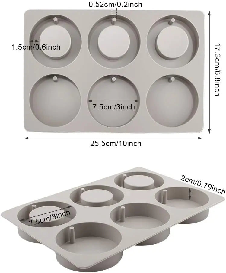 Silicone Wax Mold, 1 Pc 6-Cavity Aroma Tablet Mold With Hanging Hole Silicone Jewelry Mold For Handmade Car Hanging Decor Zpaxo