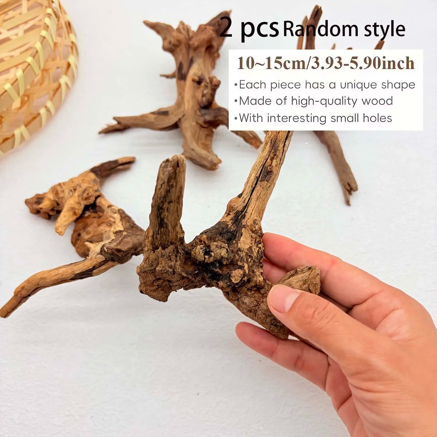 Natural Driftwood Aquarium Decor 2-Pack | Fish Tank Wood Ornament Aquarium Driftwood Decor Zpaxo style 1 2pcs