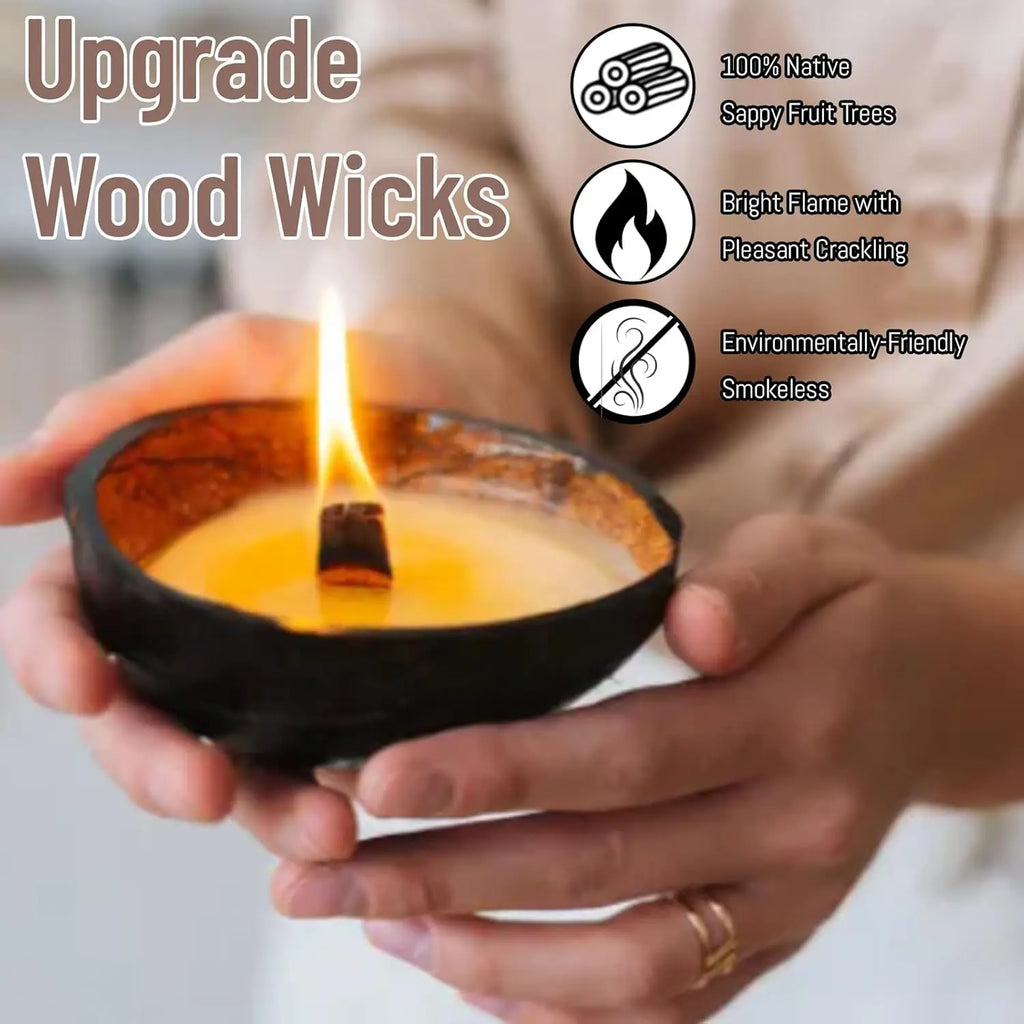 Wooden Candle Wicks Set – 20 Wood Wicks, Clips & Adhesive Dots Candle Making Wicks Zpaxo