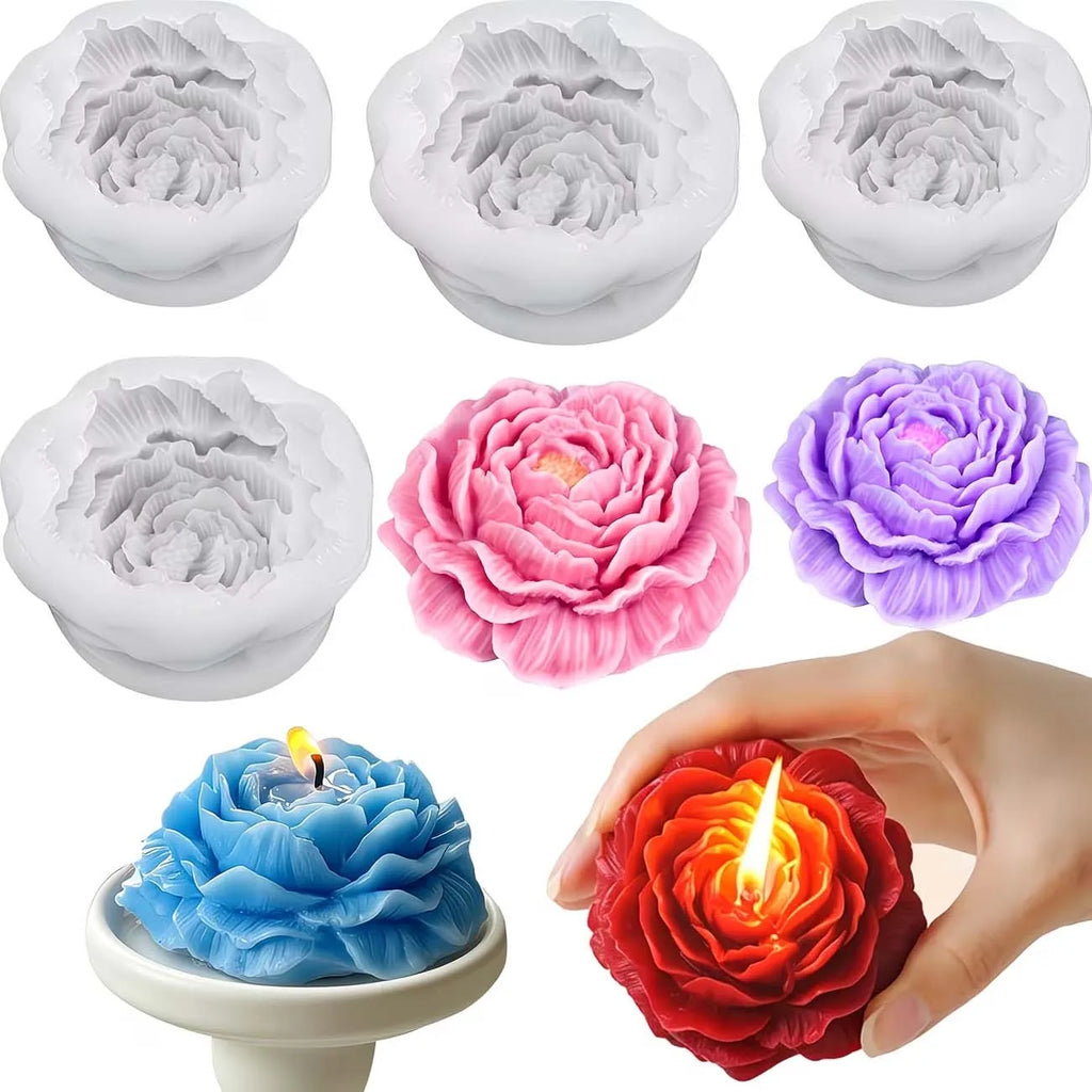 1pc Peony Silicone Candle Molds 3D Flower Silicone Molds for Candle Making Handmade Soap Scented Plasters Aromatherapy Craft Zpaxo 1pc mold