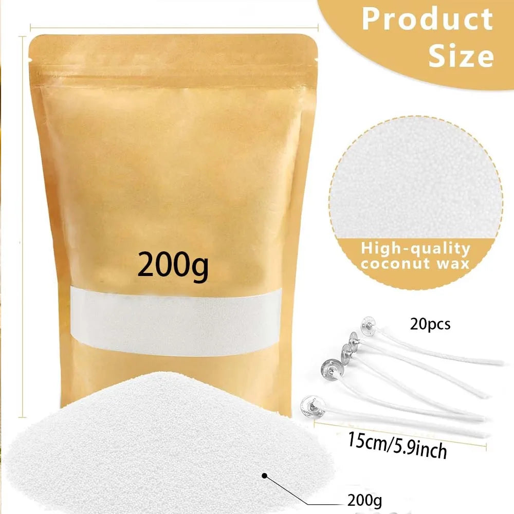 Pearl Candle Set – 200g Sand Wax & 20 Wicks for Weddings Candle Making Kit Zpaxo SET