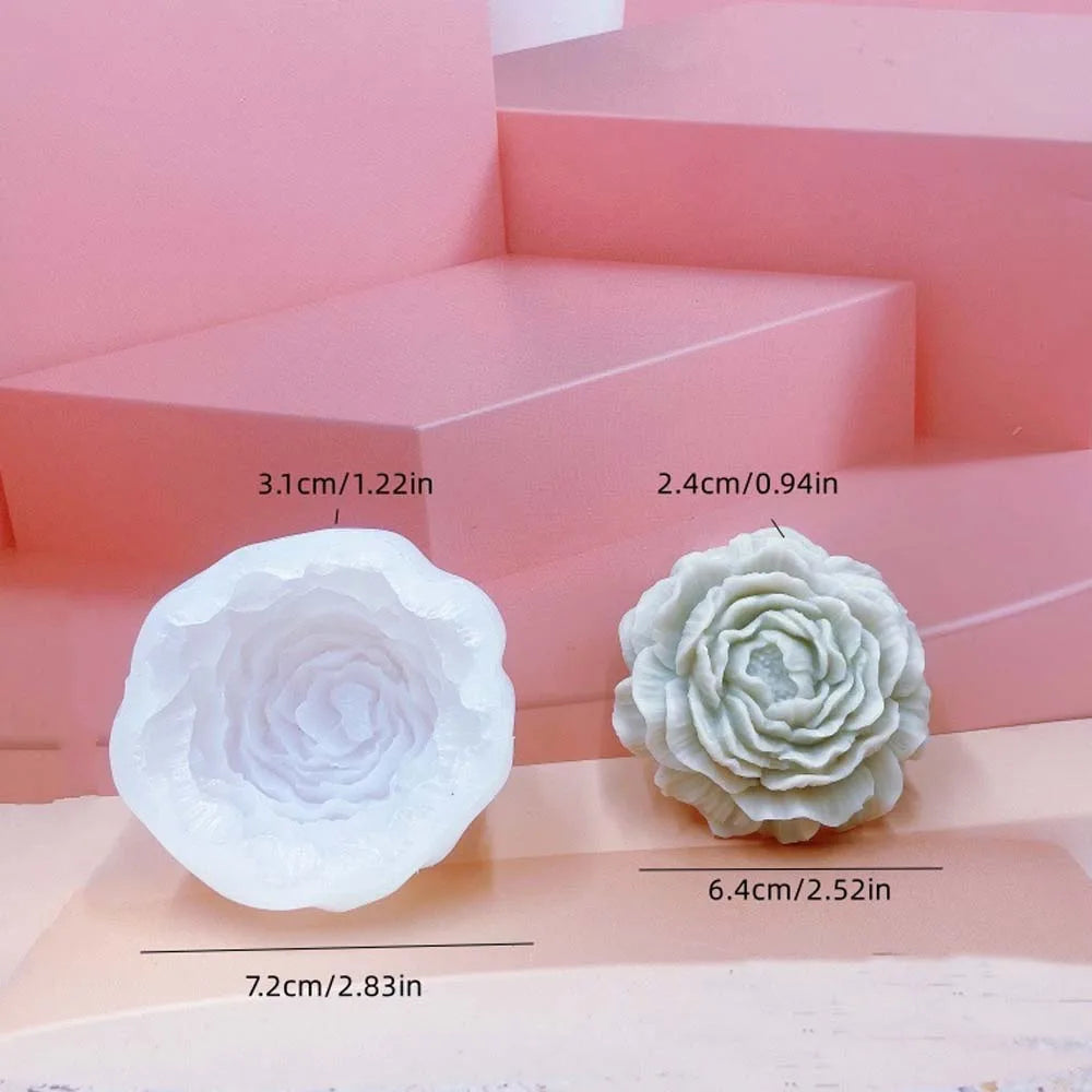 1PC Daisy Peony Flower Candle Silicone Mold 3D Handmade Candle Soap Gypsum Resin Handicraft Making Tools Zpaxo Peony Flower