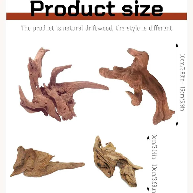 5-10cm Driftwood for Aquarium Fish Tank Wood Natural Aquarium Wood Smooth Decorations for Aquascaping Micro-aquariums Hardscape Zpaxo 4pcs