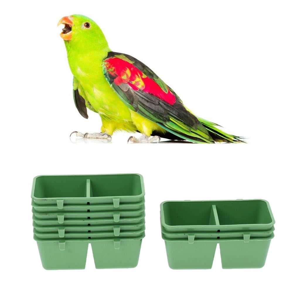 10-20PCS Bird Feeder Bird Parrot Food water Feeding Bowl 2 in 1 Green Plastic Bowl Cups Pigeons Feeding Feeder Food Dispenser Zpaxo