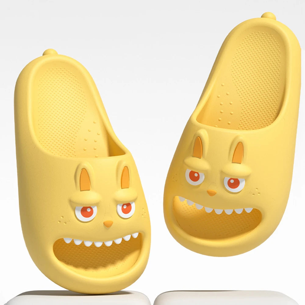 Cute Grinning Monster Unisex Summer Slides Non-slip Slip-on Indoor