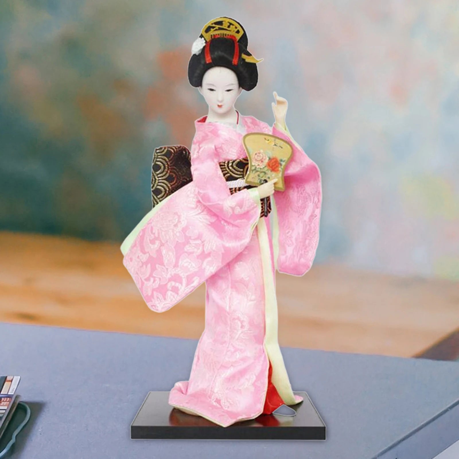 Japanese Geisha Figurine Doll – 12" Kimono Collectible Ornament Collectible Figurine Zpaxo 12inch pink