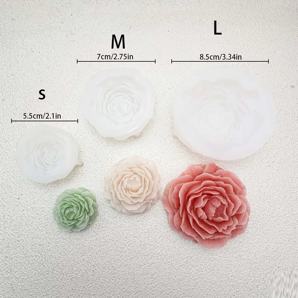 3 Sizes Peony Flower Silicone Molds – for Candle Making, Plaster Crafts, DIY Handicraft Projects Home Decor Zpaxo