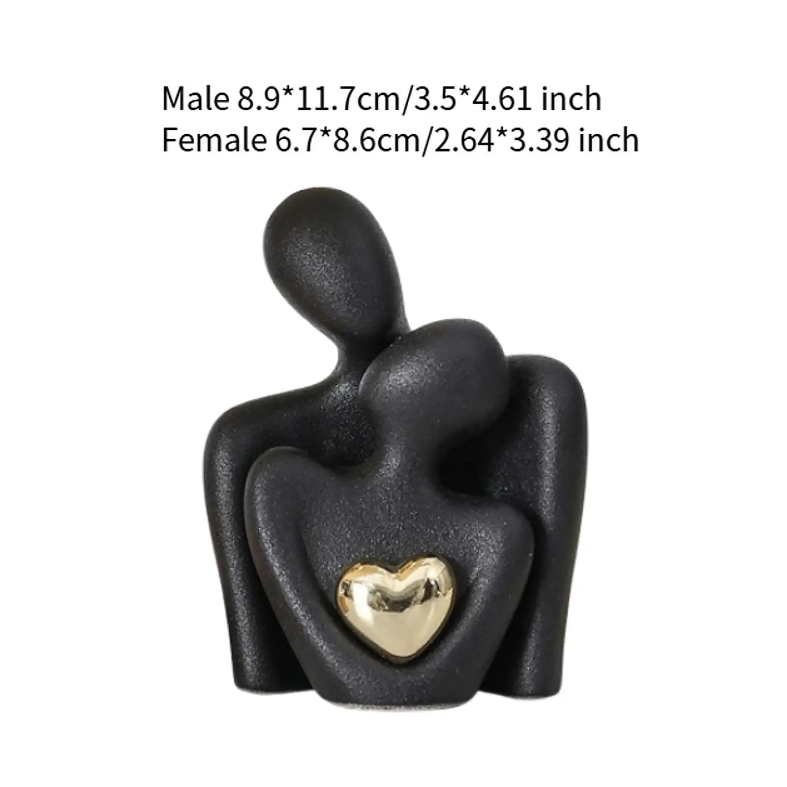 Hugging Couple Ceramic Figurine – Romantic Gift & Home Decor Couple Figurine Zpaxo Black M