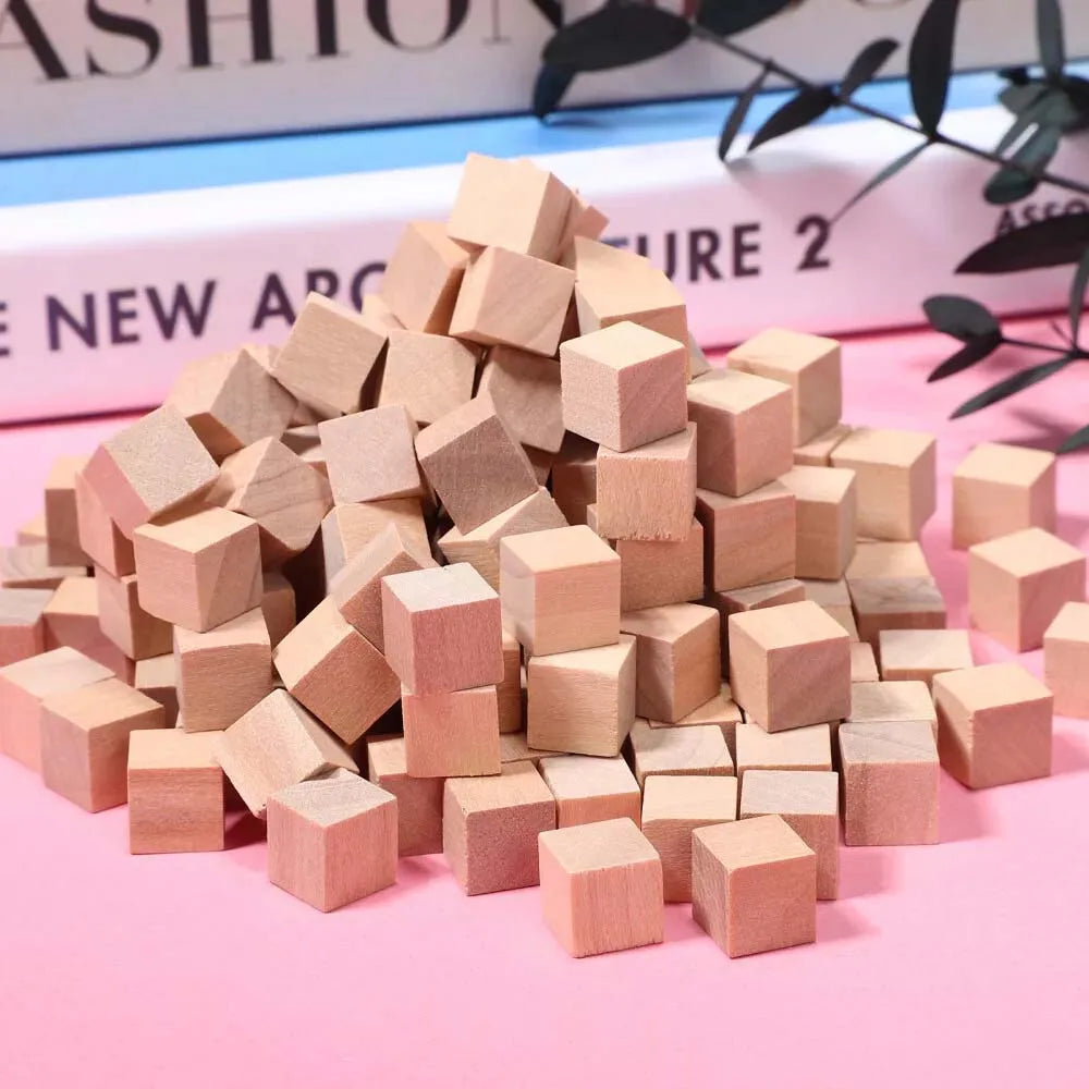 50/100 pcs Wooden Cubes Small Wooden Blocks DIY Craft Blocks Blank Cubes Solid Wood Zpaxo