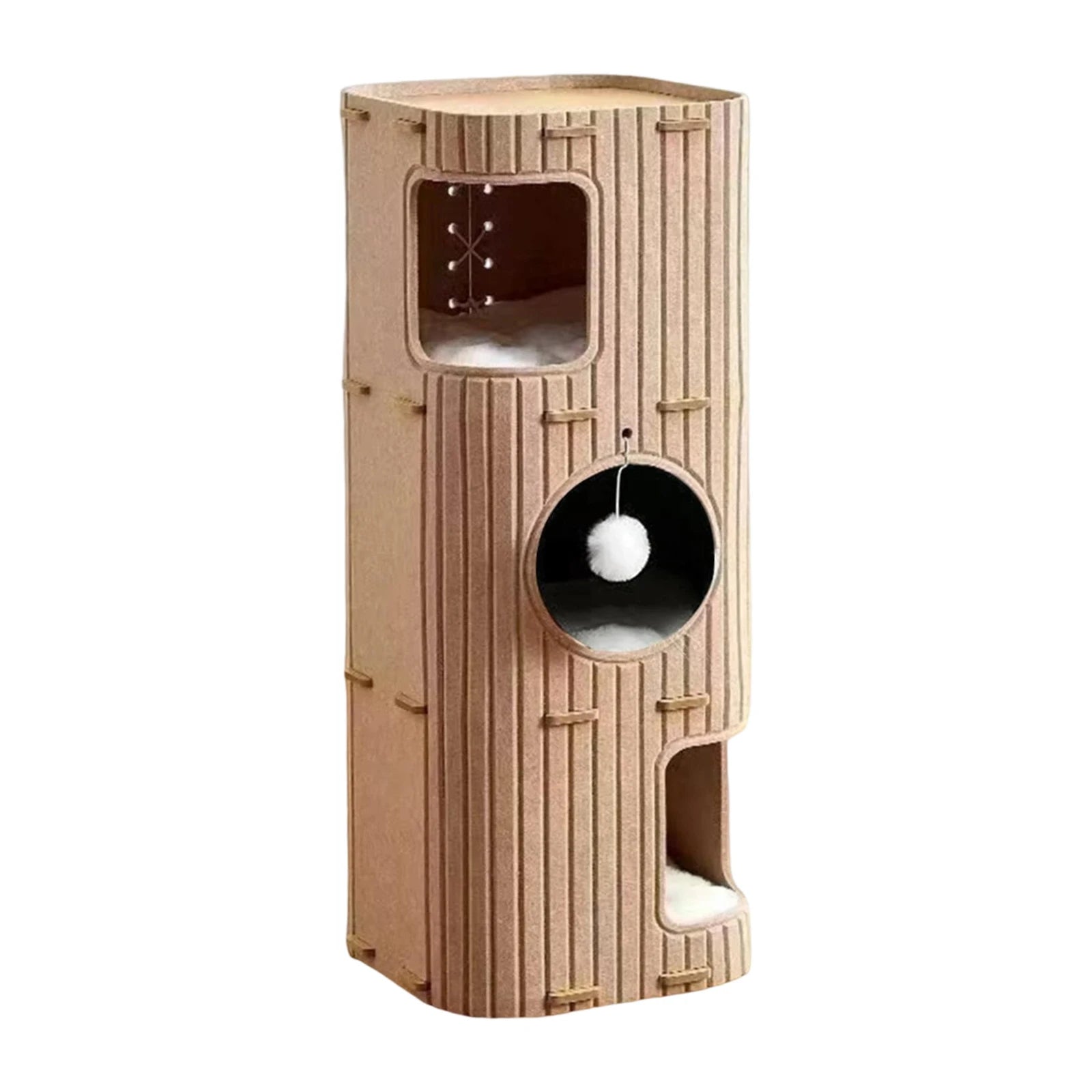 2-3 Tier Cat Tree House with Scratching Post & Hanging Ball Cat Tree House Zpaxo 3 Tiers Camel
