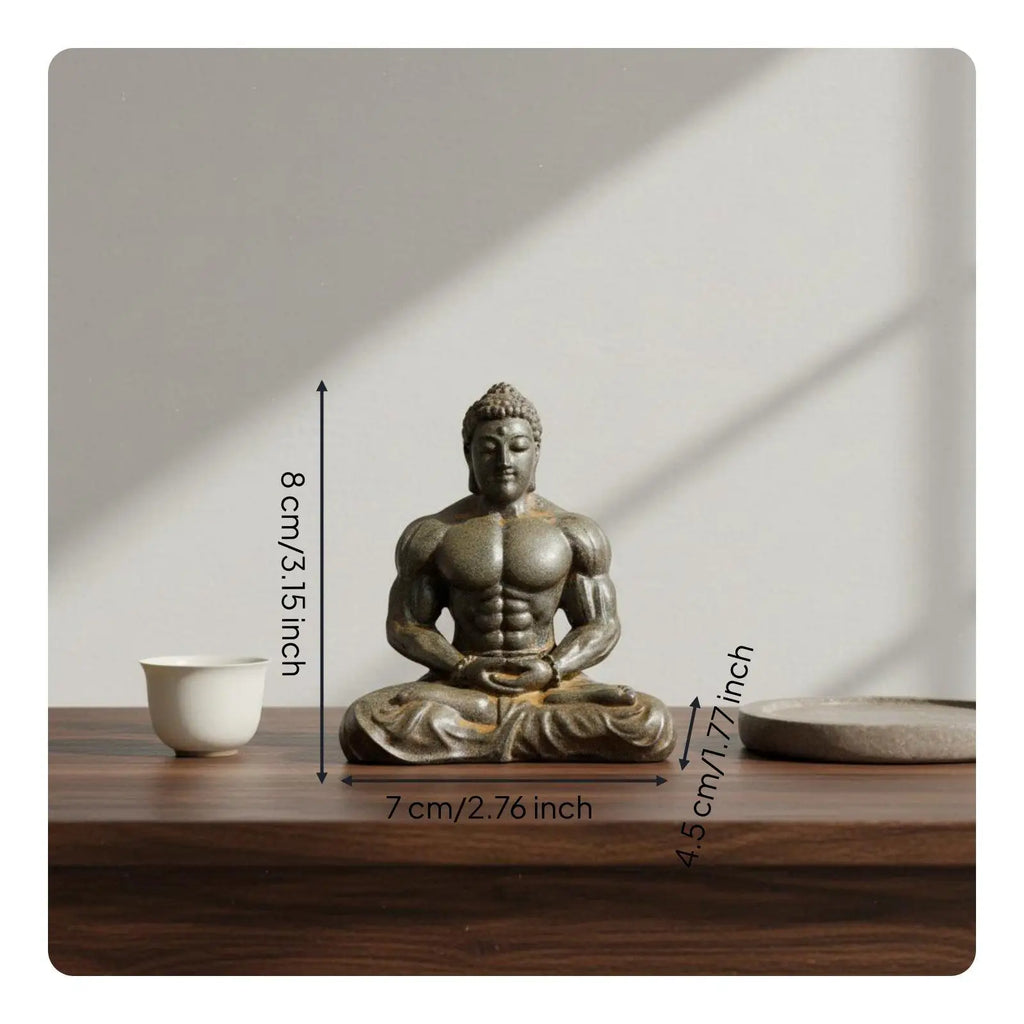 Resin Muscular Buddha Statue Creative Design Bodybuilder Buddha Figurine Vintage Style Meditating Muscle Man Statue for Fitness Zpaxo