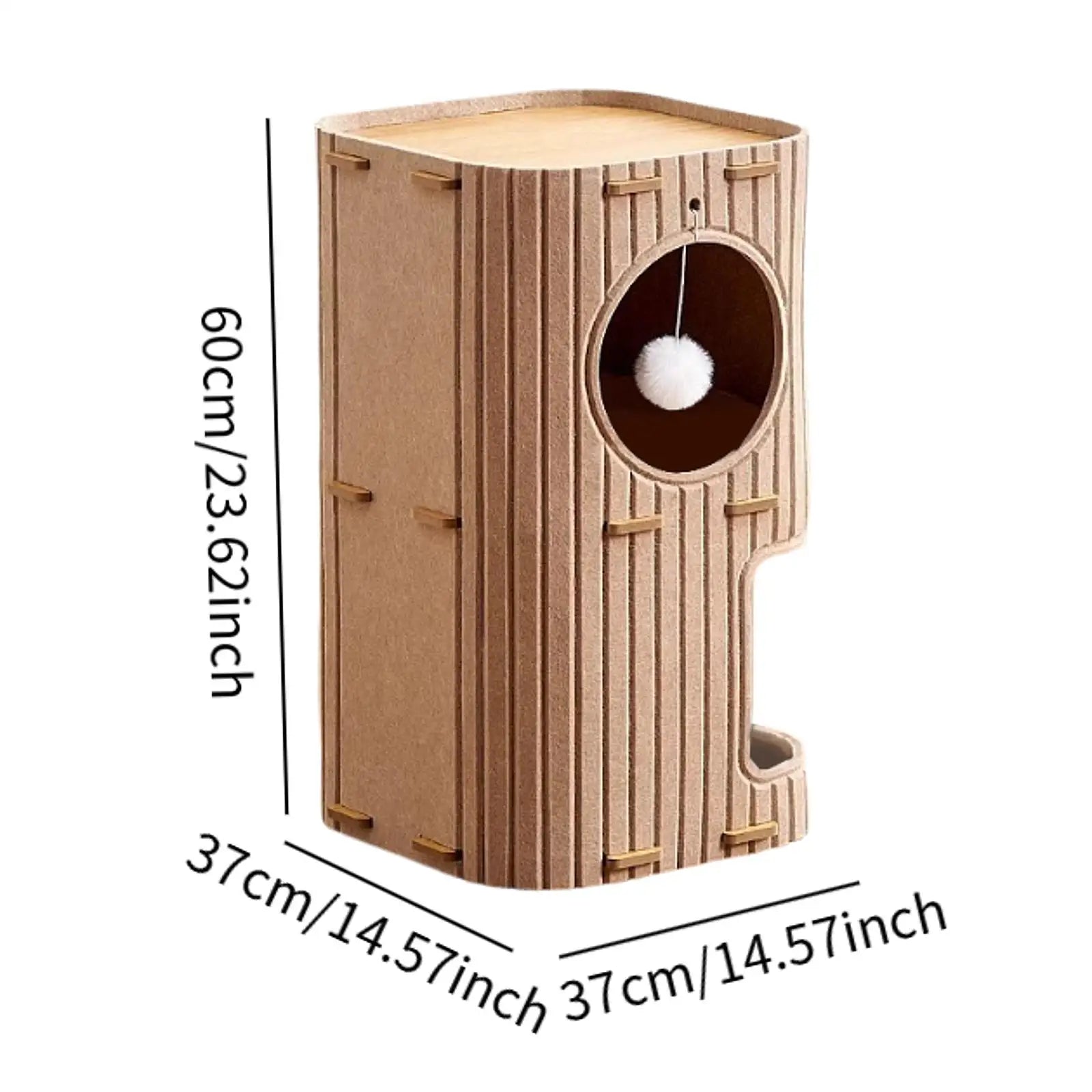 2-3 Tier Cat Tree House with Scratching Post & Hanging Ball Cat Tree House Zpaxo 2 Tiers No mat