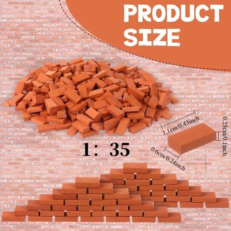 1:35 Scale Mini Red Bricks 70/140pcs – Miniature Model Building Miniature Model Bricks Zpaxo