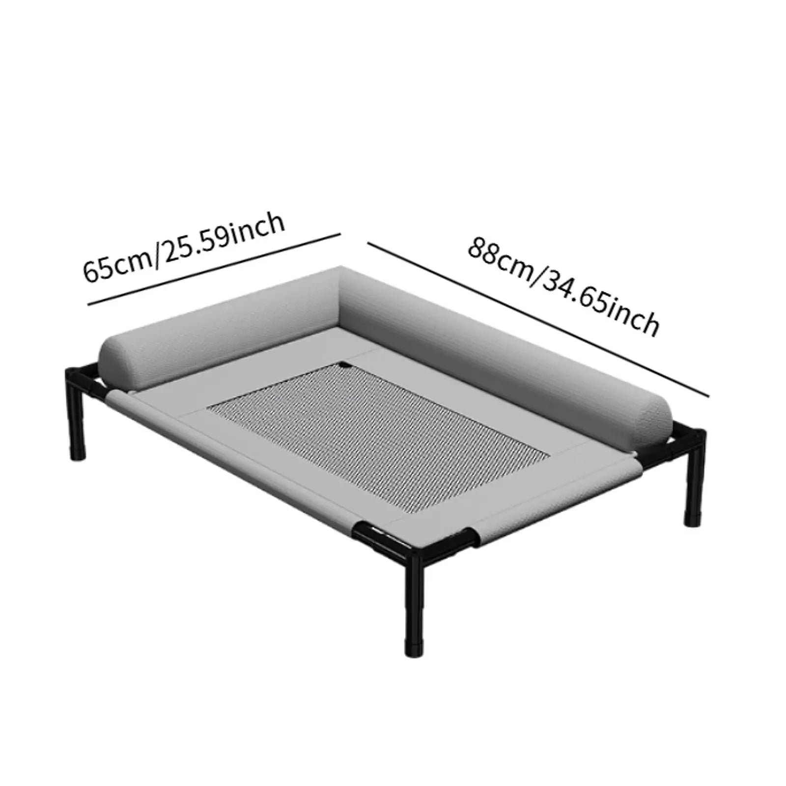 Elevated Cooling Raised Pet Bed – Breathable Dog & Cat Hammock Raised Pet Bed Zpaxo Gray L