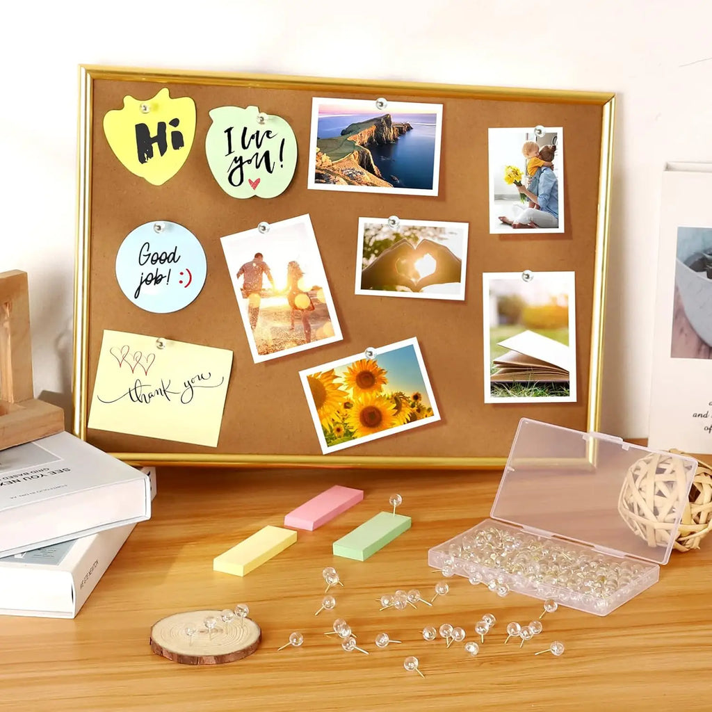 Transparent Push Pins for Cork Board – Round Ball Thumb Tacks Decorative Push Pins Zpaxo