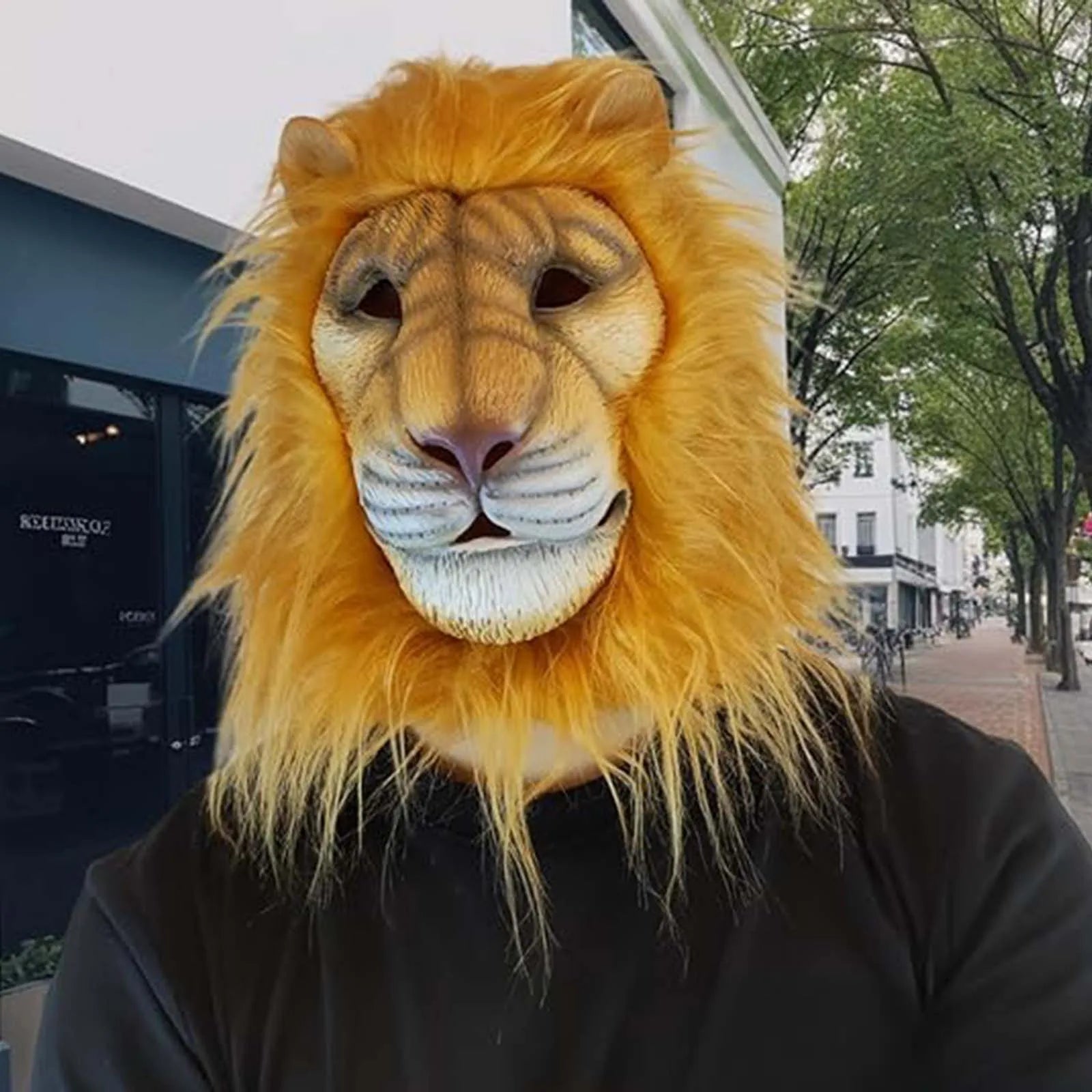 Cosplay Party Mask Halloween Lion Head Mask Funny Lion Costume for Night Club Stage prop Performance Animal Lion Headgear Zpaxo