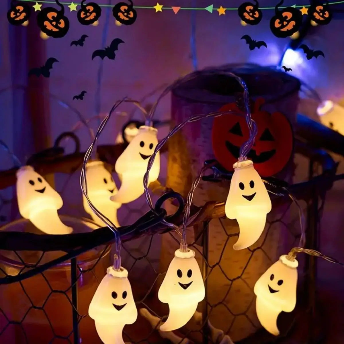 10 Lights 3m 20 Ghost Halloween Decoration String Battery Powered No Zpaxo