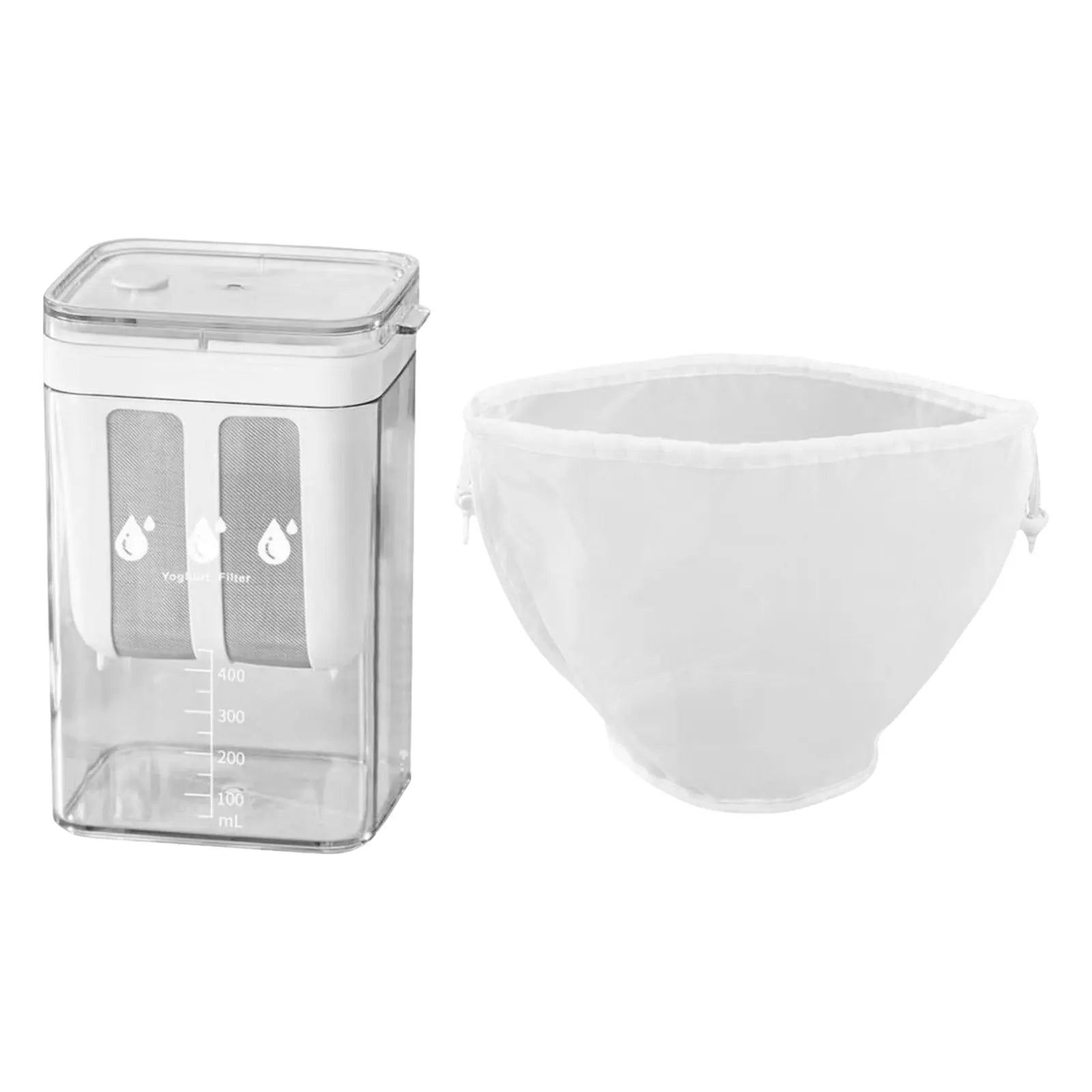 400ML Yogurt Strainer Maker whey separator with Mesh Jar Lid Kitchen Tools Yogurt Filter Food Strainer for Desserts Cheese Zpaxo 1100ml with Scale