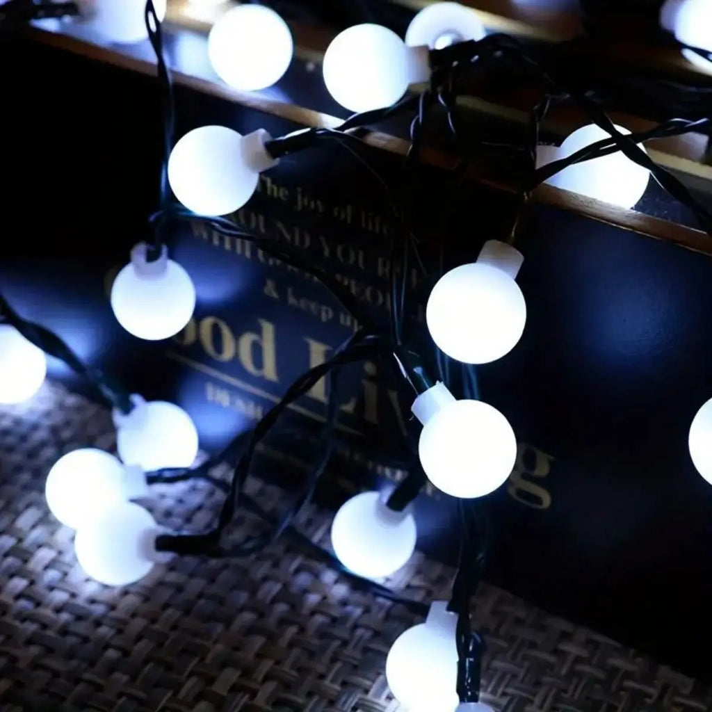 Frosted White Ball Light String Solar Outdoor Decorative Home Garden Zpaxo