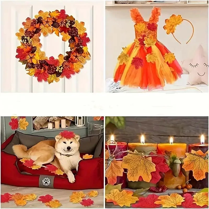 Artificial Fall Maple Leaves 50/100 Pcs – Autumn Party Decor Artificial Leaf Decor Zpaxo