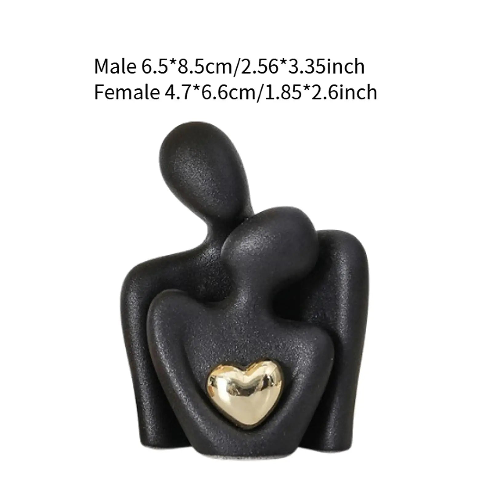 Hugging Couple Ceramic Figurine – Romantic Gift & Home Decor Couple Figurine Zpaxo Black S