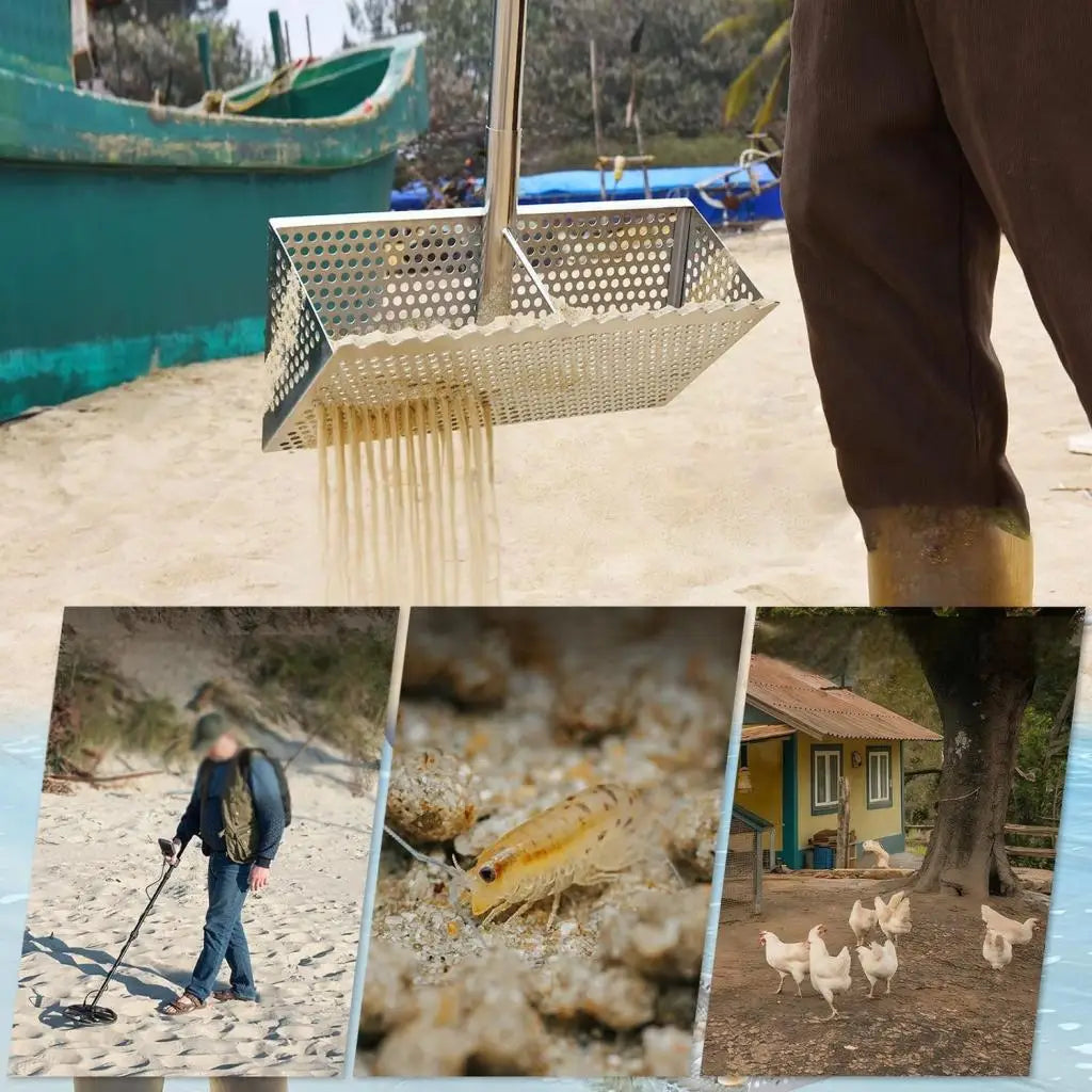 Sand Rake Telescopic Long Handle Beach Sifter Sand Sifter Scoop Cat Scooper for Litter Boxes Kitten Litter Scoop Carbon Steel Zpaxo