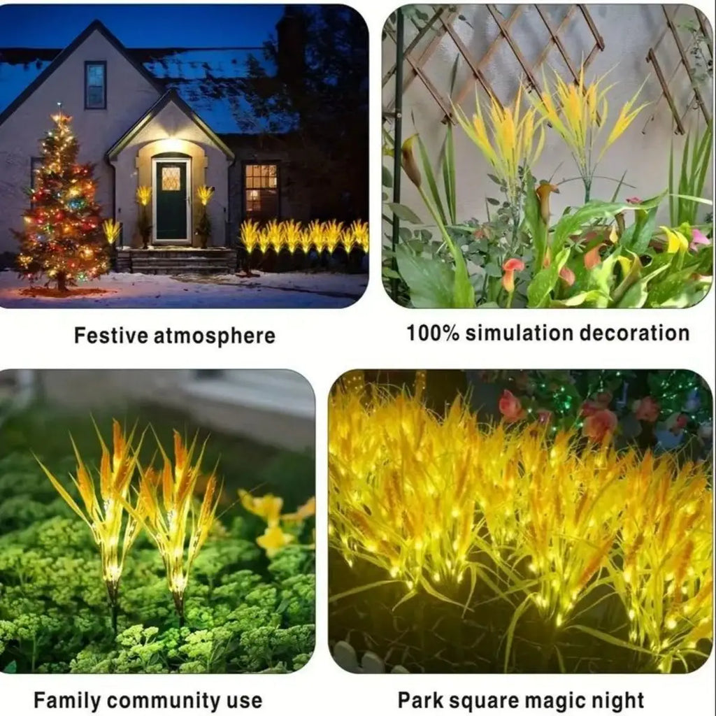 Vibrant Autumn Wheat Solar Pathway Lights Dusk-to-dawn LED Courtyard Zpaxo