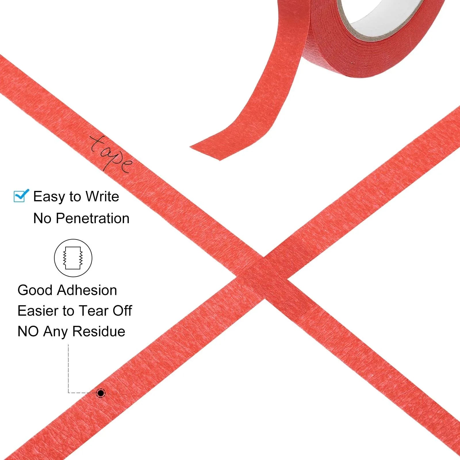 3pcs Red Paper Tape-Strong Adhesive Crafting Tape,for Painting,Masking,DIY, Scrapbooking, Gift Wrapping for Artists Zpaxo