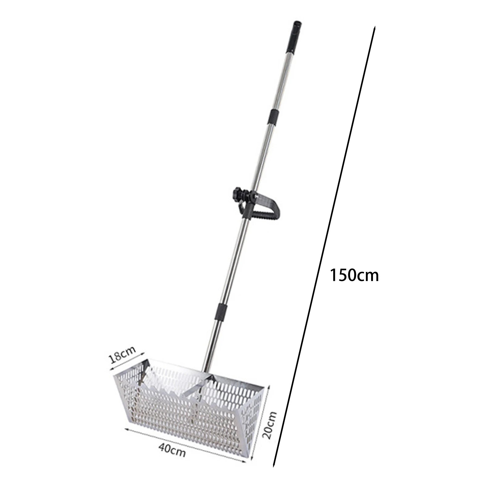 Sand Rake Telescopic Long Handle Beach Sifter Sand Sifter Scoop Cat Scooper for Litter Boxes Kitten Litter Scoop Carbon Steel Zpaxo Carbon Steel Silver