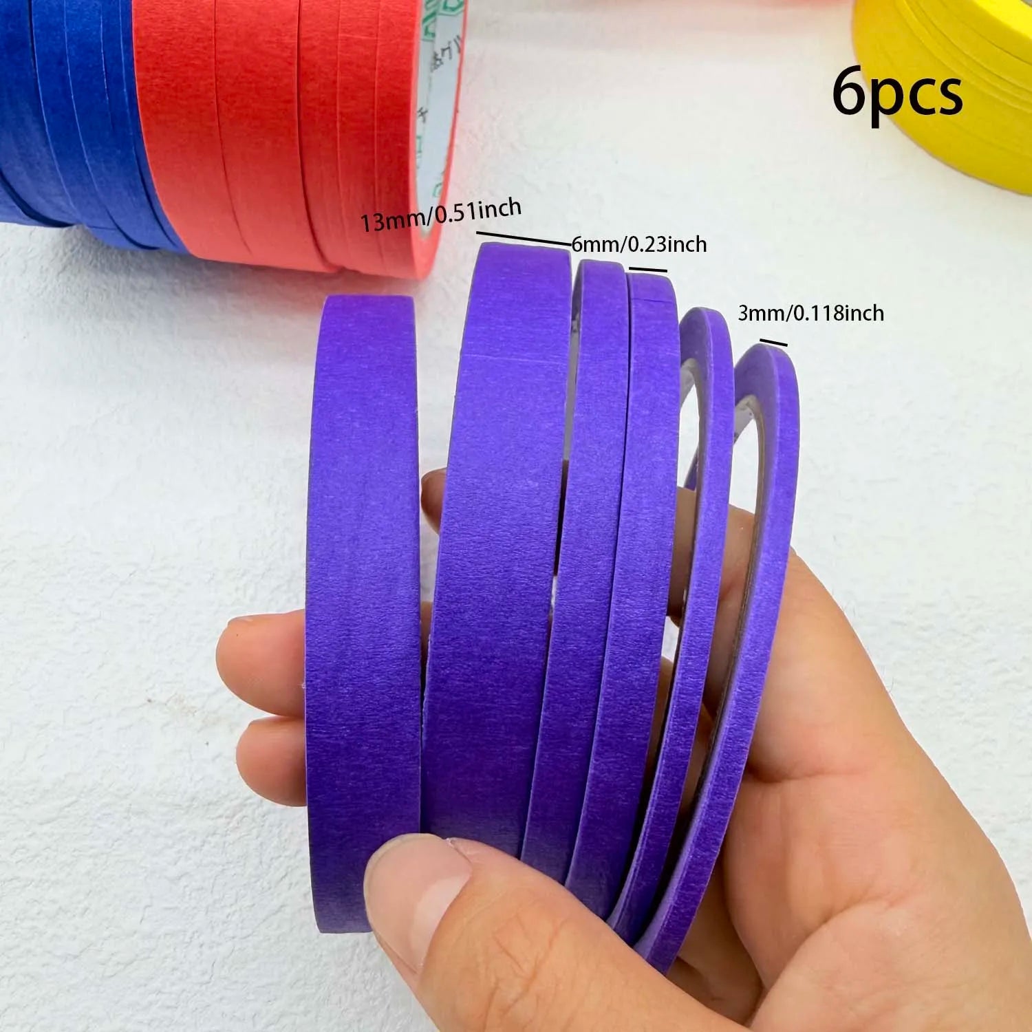 Rainbow Masking Tape 3/6 Rolls – Colorful Craft & Art Paper Tape Decorative Craft Tape Zpaxo 6pcs purple